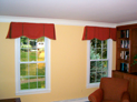 Box pleated valance with scalloped bottom installed in Westchester, New York